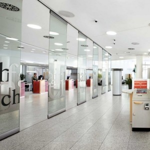 Type 65 frameless glass partiton